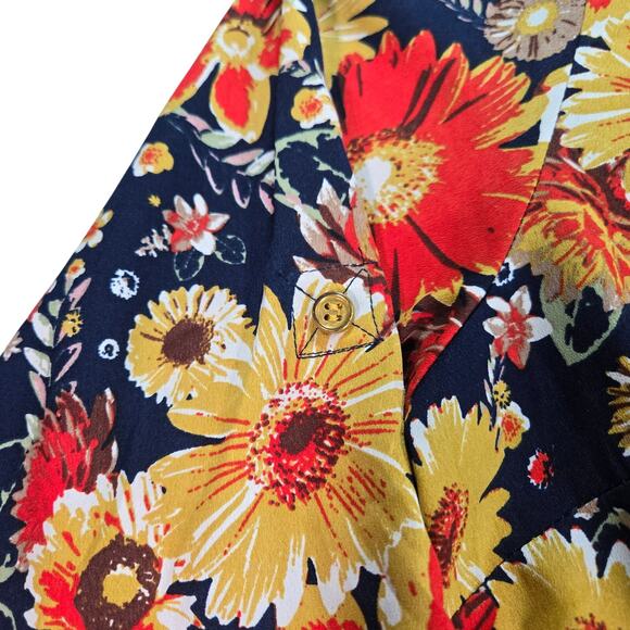 Speed Control NY Wom LG Fall Floral Multicolor Shirt Dress Groovy Retro 70s Boho - Picture 9 of 15